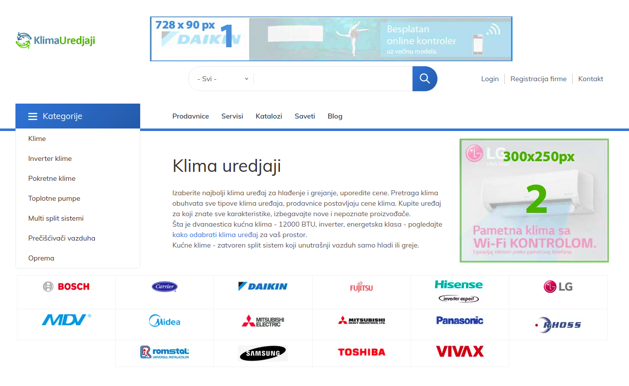 Klima uredjaji baner pozicije